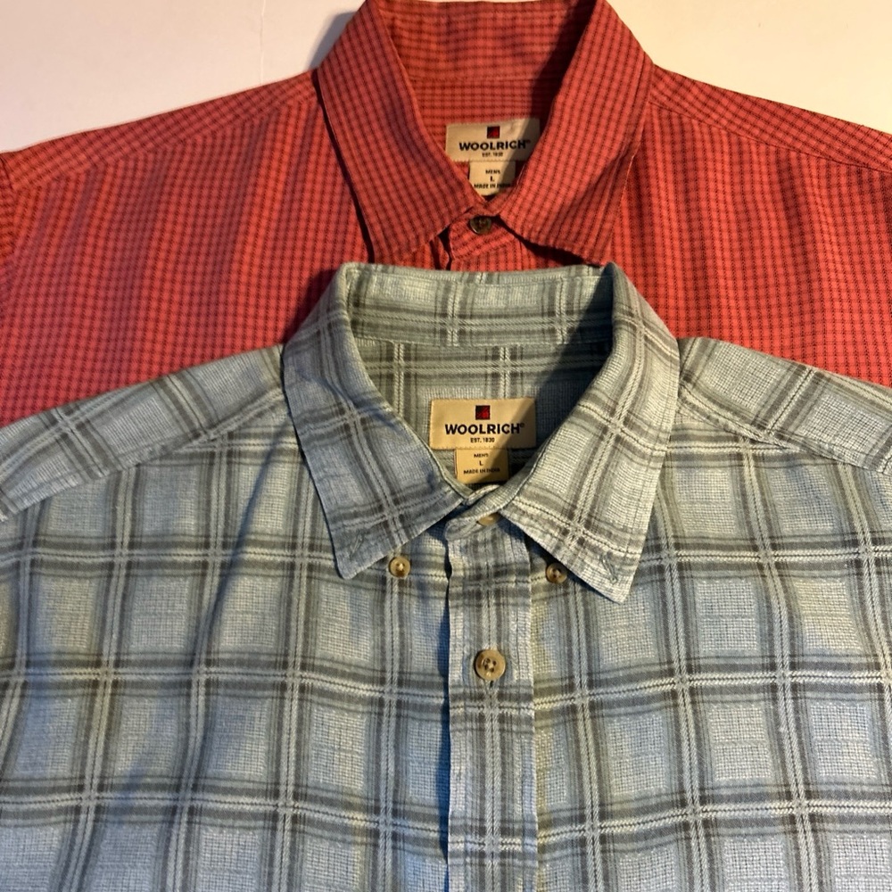 Woolrich Short Sleeve Plaid Button-Down Shirt Multicolor
Men's‎ Large. Lot Of 2